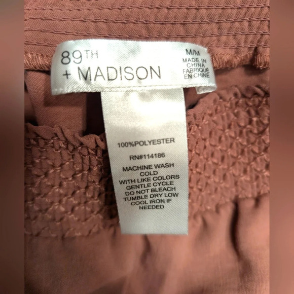 Pink Mauve Smocked Waist Straight Leg Pants Size Medium - Picture 3 of 3